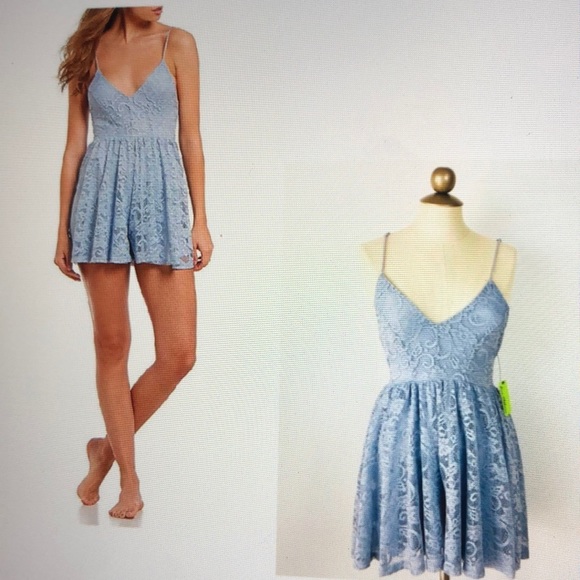 Gorgeous Sam Edelman NWT Evantide Blue Lace Romper - Picture 3 of 3